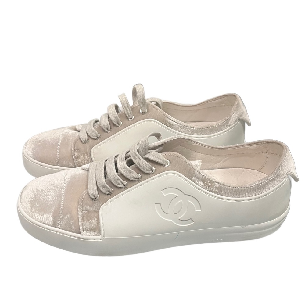 CHANEL Velvet/Rubber low top sneakers Size 40 1/5